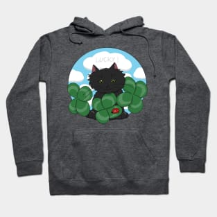 Cute Cat with Four Leaf Clovers Hoodie